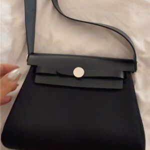 Hermes HERBAG size 20 military canvas noir